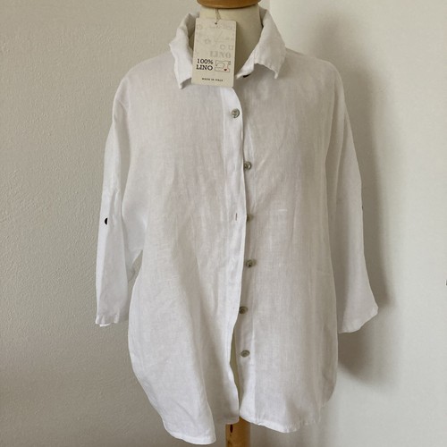 Damen bluse weiss leinen - damen, tg